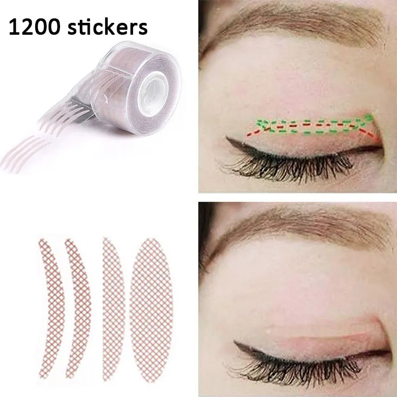 1200PCS Lace Skin Colors Double Eyelid Stickers Wth Y Stubbler Clear