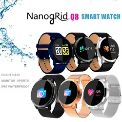Q8 Смарт-часы OLED Цвет Экран Smartwatch Дамская Мода Фитнес трекер монитор сердечного ритма крови Давление кислорода наручные часы