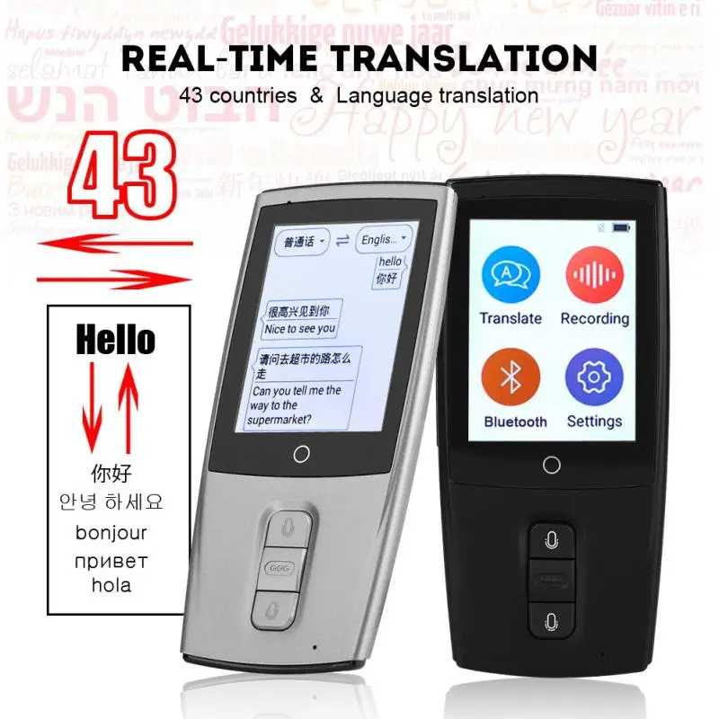 Smart Portable Translator 2 way Real Time Instant Voice Translation Multi language Translate 43