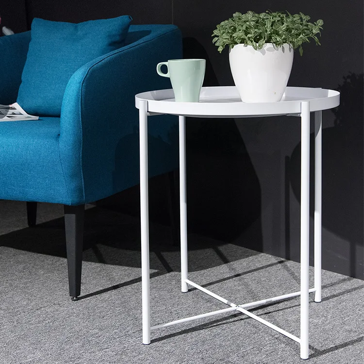 Nordic wrought iron tray small table Simple sofa edge wrought iron tray coffee table coffee folding small round table Nordic wrought iron tray small table Simple sofa edge wrought iron tray coffee table coffee folding small round table