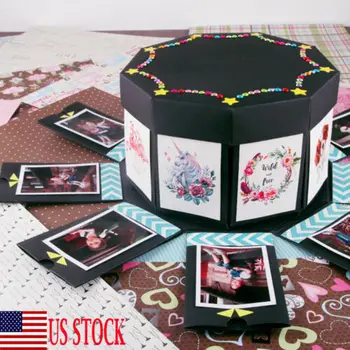 

Valentine's Day DIY Photo Album Surprise Explosion Box Folding Handmade Loving Memory for Anniversary Scrapbook Birthday Gift