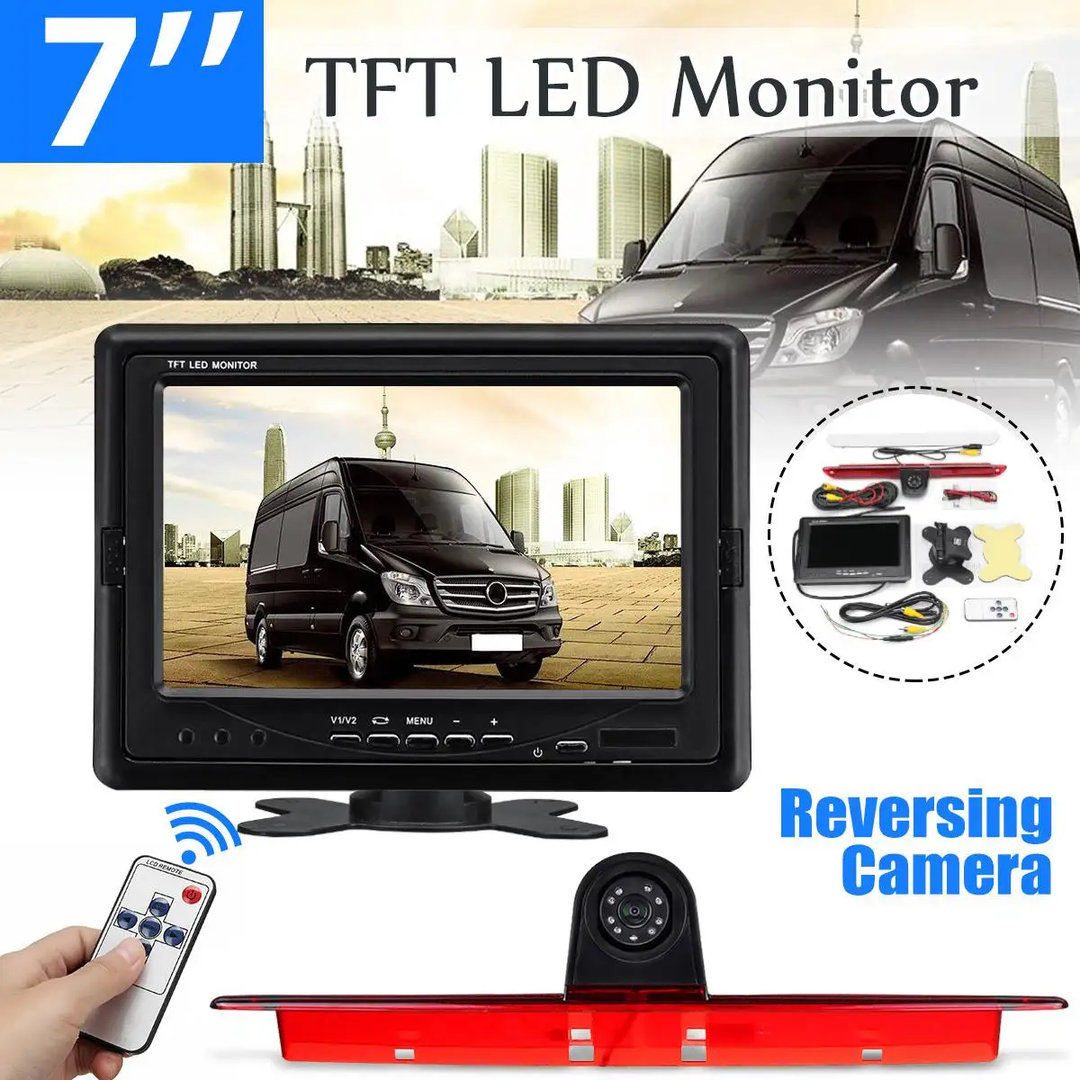 

7 Inch TFT LED Monitor Reversing Backup Rear View Camera For Mercedes-Benz for Dodge Sprinter for Volkswagen 2006-2015