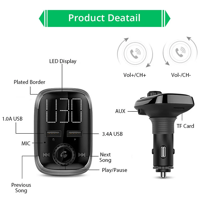 Bt74 Bluetooth автомобильный комплект fm передатчик MP3 плеер двойной Usb порт зарядное