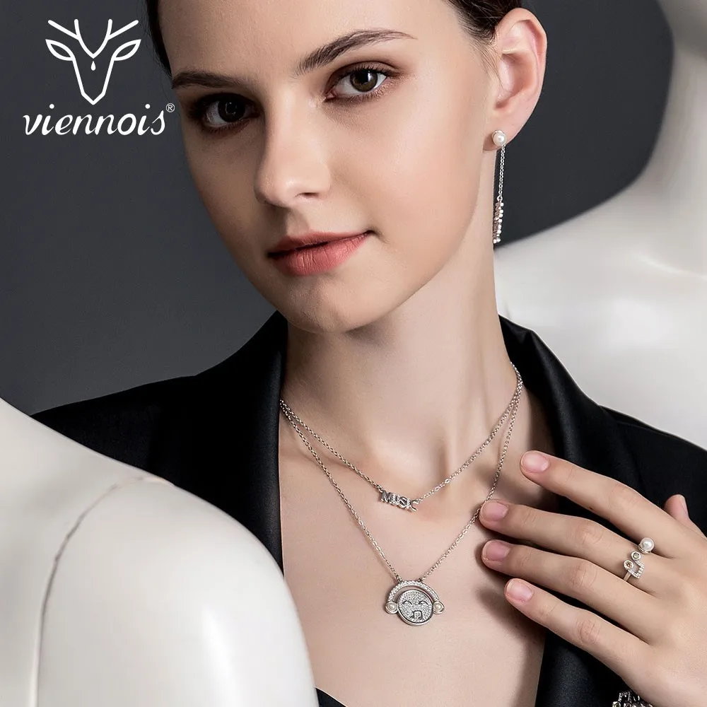 Viennois Silver Color Rhinestone Music Crystal Necklace For women Party Jewelry 2019