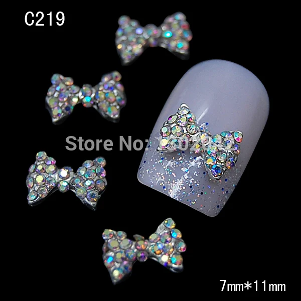 

10pcs/pack Glitter Rhinestone Bow Tie 3D Butterfly DIY Alloy Nail Decorations