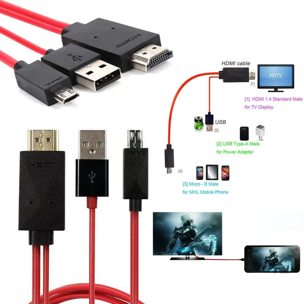 USB إلى HDMI التلفزيون محول مرآة HD 1080 وتغ MHL شاحن كابل للأندرويد سامسونج