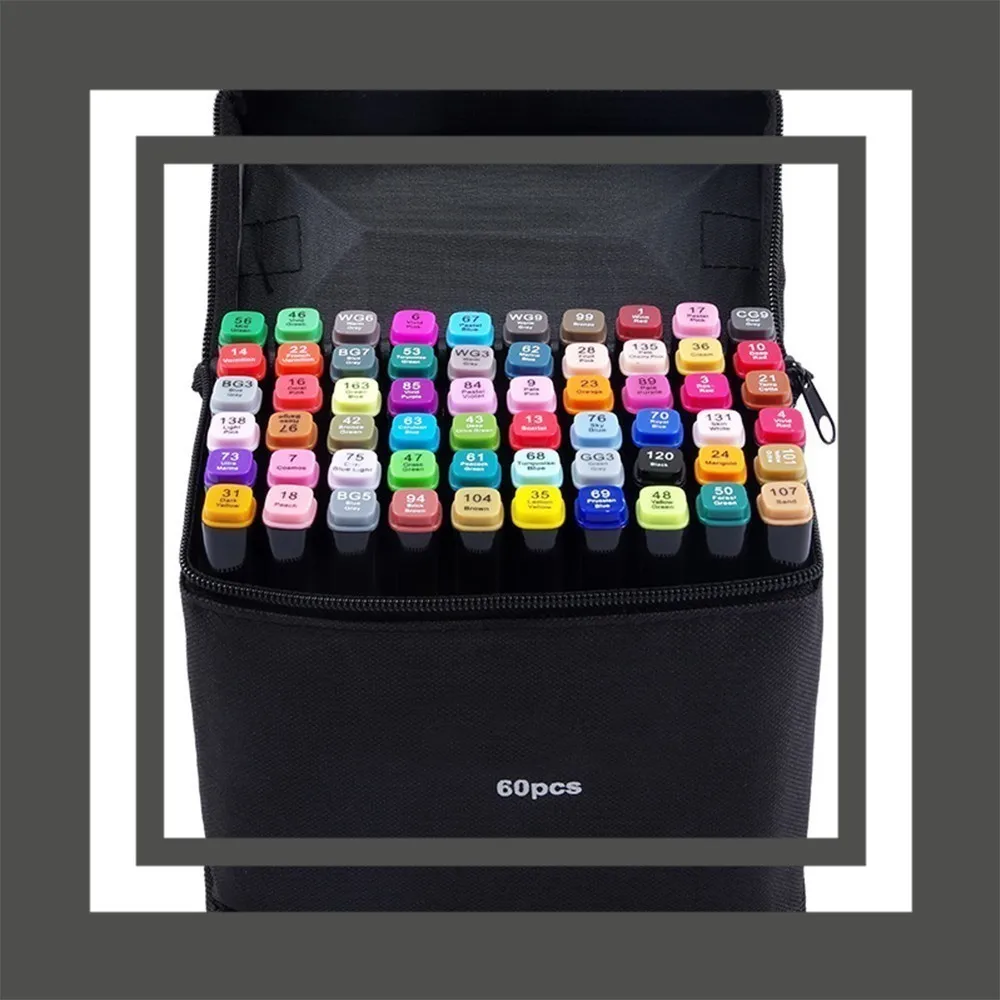 

Three generations of marker pen set double head color alcohol oily 60 color and 80 color marker