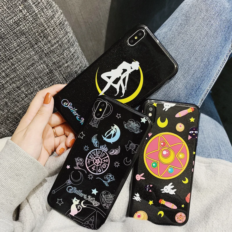 

Japan Kawaii Anime Phone Case For iPhone 6 6s 7 8 Plus X XS MAX XR Cover Sailor Moon Shin-chan Cases Silicone Coque Capa
