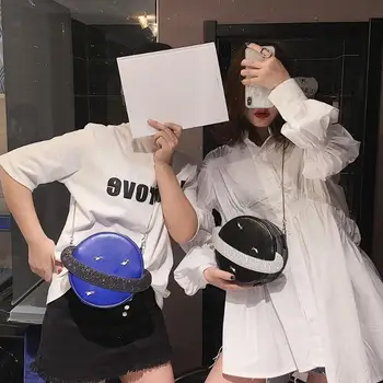 

Women Harajuku Circle Planet 3D Chain Handbag Fashion Spacecraft Orbit Shoulder Messenger Bags Bolsa Feminina
