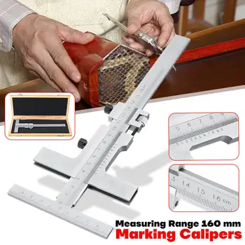 

Vernier Caliper Steel 0-160mm DIN862 Measuring Guage Marking Vernier Caliper Scraper Bridge Tool 0.05mm Adjust with Storage Case