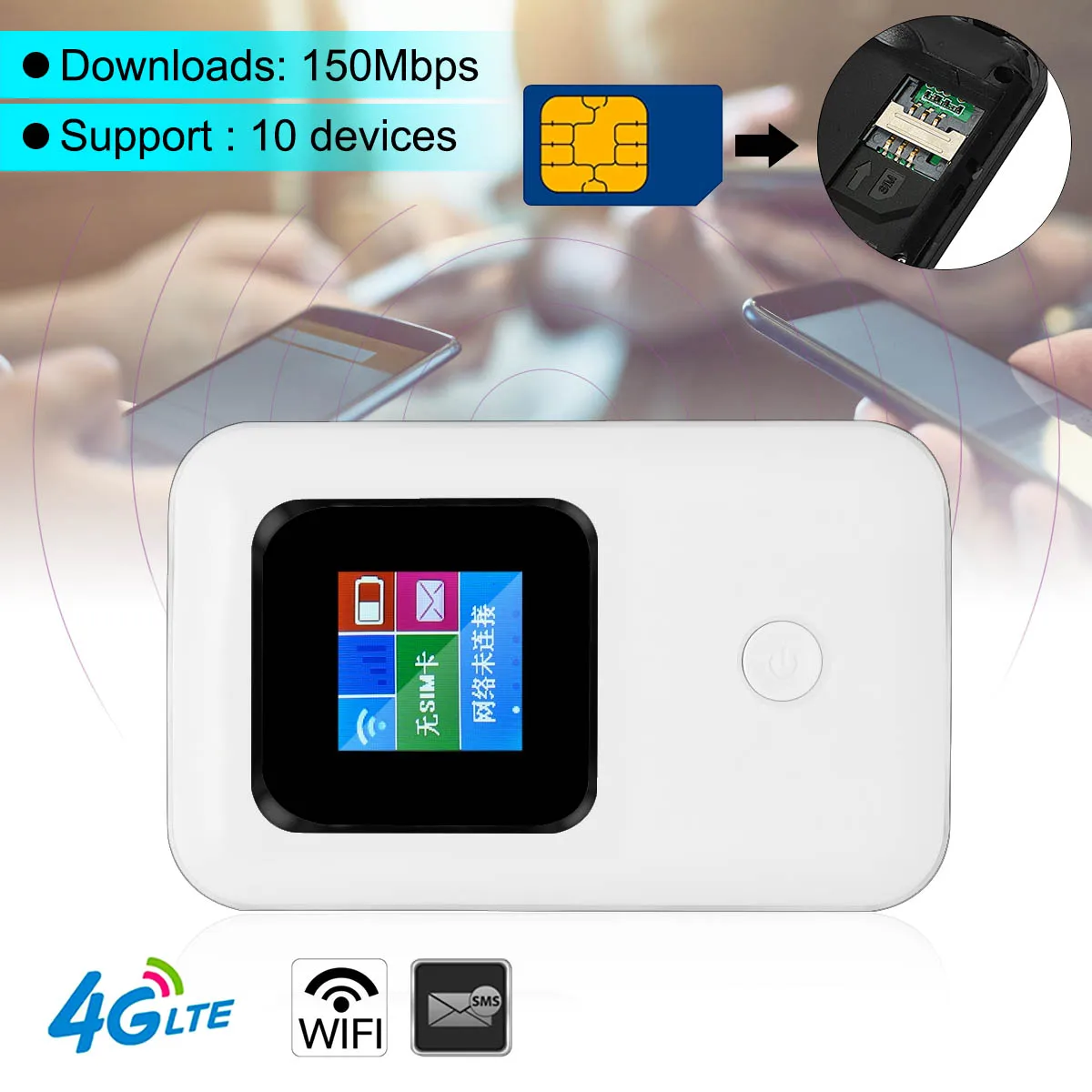 

3G/4G 150Mbps WiFi Router Modem Portable Mini Wi-fi Mobile Device 4G Wireless Dongle with TF SIM Card Slot
