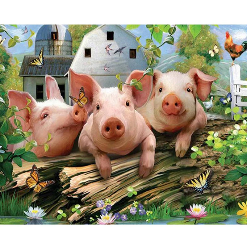 

Diamond Embroidery Pig Pattern Picture Of Rhinestone Full Square Diamond Painting Cross Stitch Animal Series Diy Gift