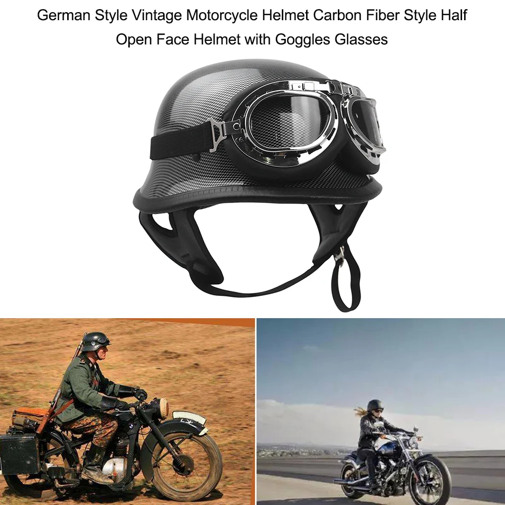 German Style Motorcycle Helmet Carbon Fiber Half Open Face Helmet with