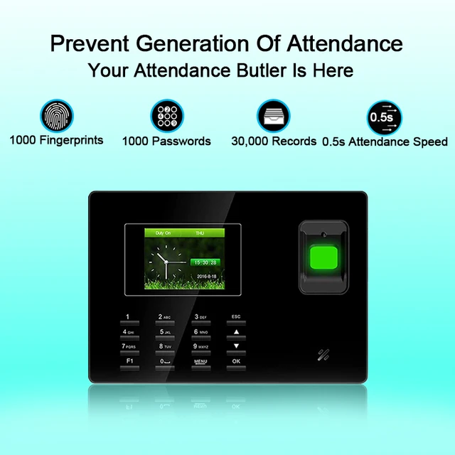 $74.93 Eseye Time Attendance Biometric Attendance System TCP/IP USB Fingerprint Reader Access Control Office Time Clock Employee Device
