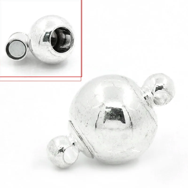 

Lovely 5 Sets Silver Plated Round Magnetic Clasps 16x10mm (B06136)