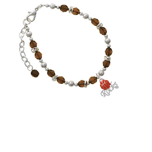 Enamel Basketball ''Rocks'' Brown Beaded Bracelet |
