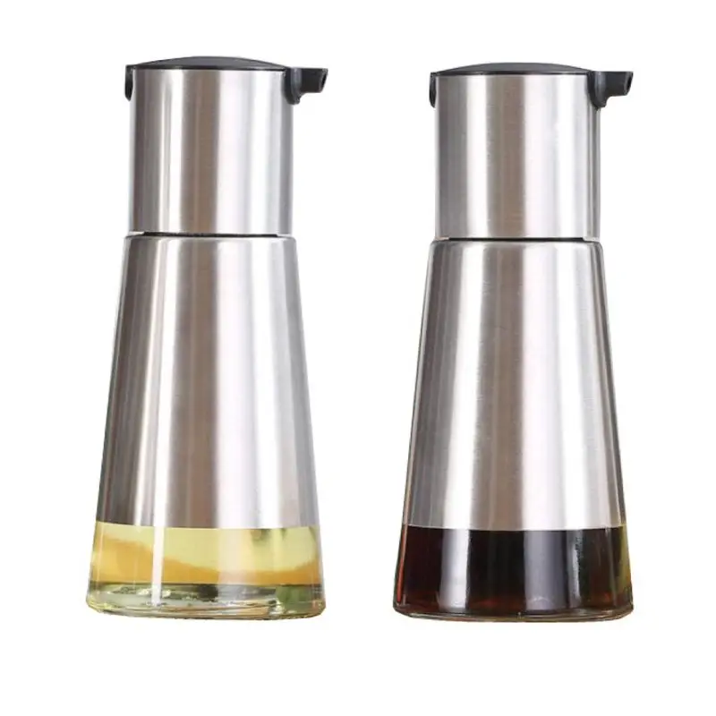 

Controllable Oil And Vinegar Dispenser 2 Packs, Kitchen Glass Olive Oil Bottle Set, Stainless Steel No Drip Design Small (320m