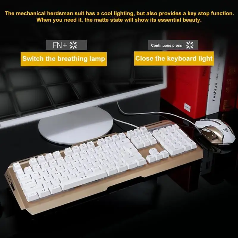 V1 USB Проводная игровая клавиатура и мышь светодиодная подсветка Klavye мыши для