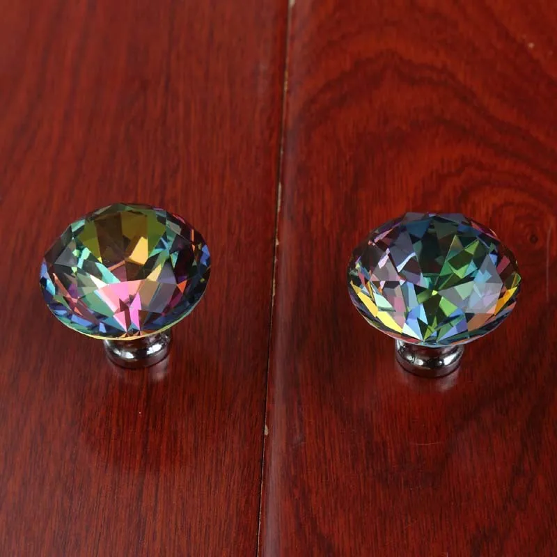 40 مللي متر الملونة الزجاج الكريستال خزانة مشروبات خزانة باب خزانة ملابس مقابض الفضة Clour حجر الراين درج مقبض كابينة سحب الأزياء