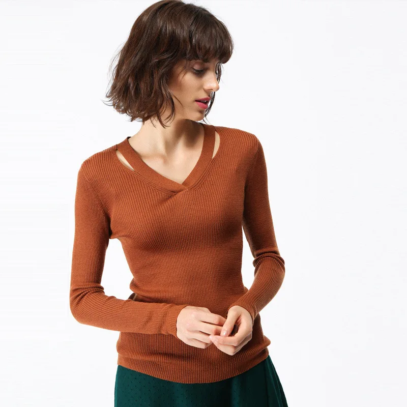 Autumn And Winter sweater women Woman slim thin long sleeve pullover sweater women's fashion wool blends sweater 17041