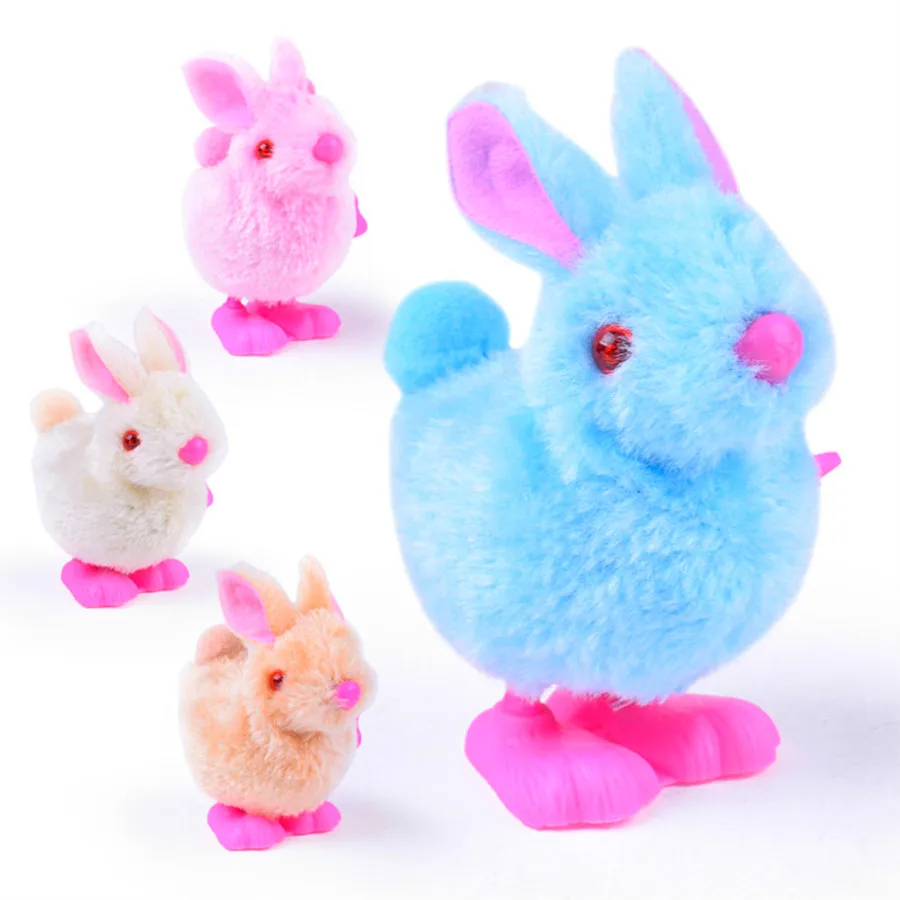 1Pcs Cute Plush Rabbit Wind Up Toy Random Color For Baby Cartoon Clockwork Jumping Walking Kids Children Gifts Hot Plastic | Игрушки и