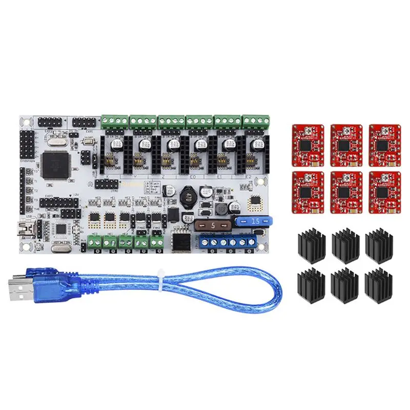 

3d printer control board kits Rumba + 6 X A4988 stepper driver+ 3XHeatsink + USB cable