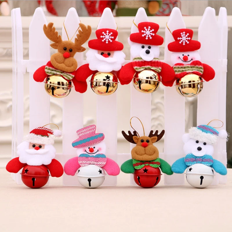 

4PCS Christmas Santa Claus Snowman Elk with Bells Ornaments Xmas Tree Decor New Year Natal Party Christmas Decoration for Home