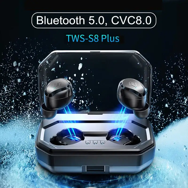 

bluetooth 5.0 TWS True Wireless Earphone Touchable Earbuds Waterproof CVC6.0 Noise Cancelling 3000mAh Charging Box Power Bank