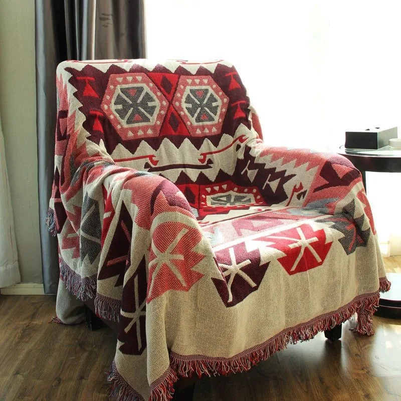 

Geometric Ethnic Three Ancient Fashion Tapestry Decorative Slipcover Throws On Sofa/Bed/Plane Bed Decorative,Soft And Cozy