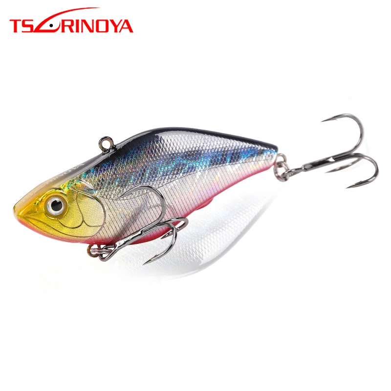 

TSURINOYA Fishing Lure DW22 70mm 13.8g VIB Swing Sinking Bass Bait Black Nickel Hooks Full Swimming Layer Artificial Bait