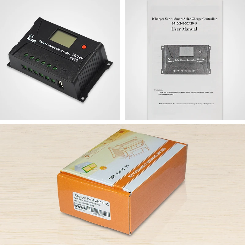 Контроллер солнечного заряда 10A ШИМ контроллер LCD USB 5V солнечный регулятор 12V 24V