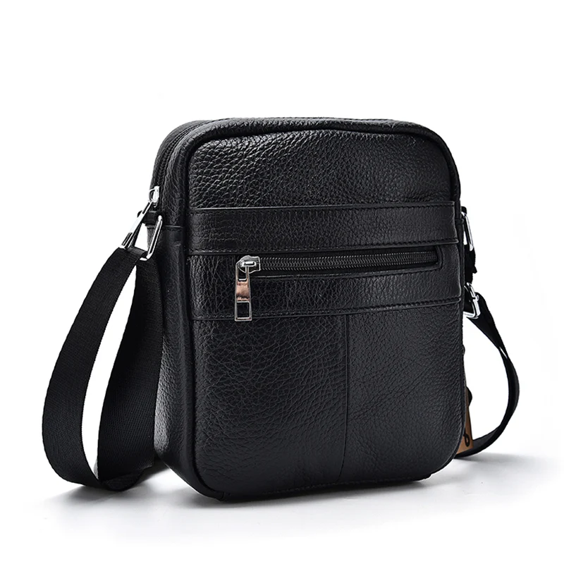 حقيقية جلد البقر رجال الأعمال حقيبة ساعي سستة تصميم الصلبة Crossbody أكياس رجل قدرة كبيرة الأسود حقيبة كتف للرجل