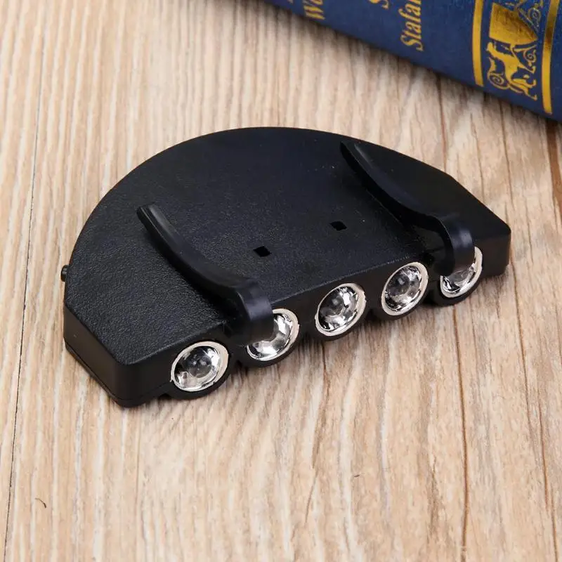 

Practical 5 LED Clip On Cap Light Convenient Headlamp Flashlight Bright Forehead Clip-On Hat Camping Fishing Cycling Head Lamps