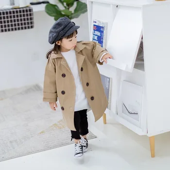

Spring Autumn Girls Trench Coats Fashion Double-breaste Kids Windbreaker High Quality Girl Jacket Outerwear Children Clothing