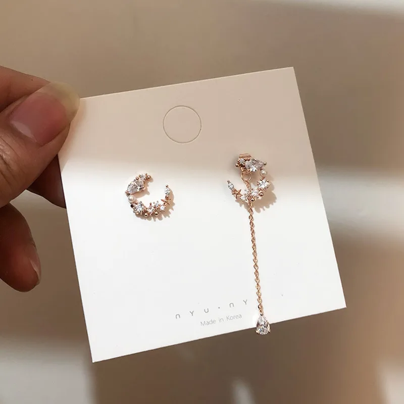 2019 New Korean Elegant Creative Arrow Moon Asymmetric ...