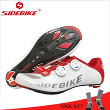 SIDEBIKE шоссейном велосипеде обувь углеродного волокна черный, белый цвет светильник ультра светильник велосипедная обувь самофиксирующаяся Велоспорт велосипед тапки Sapatilha