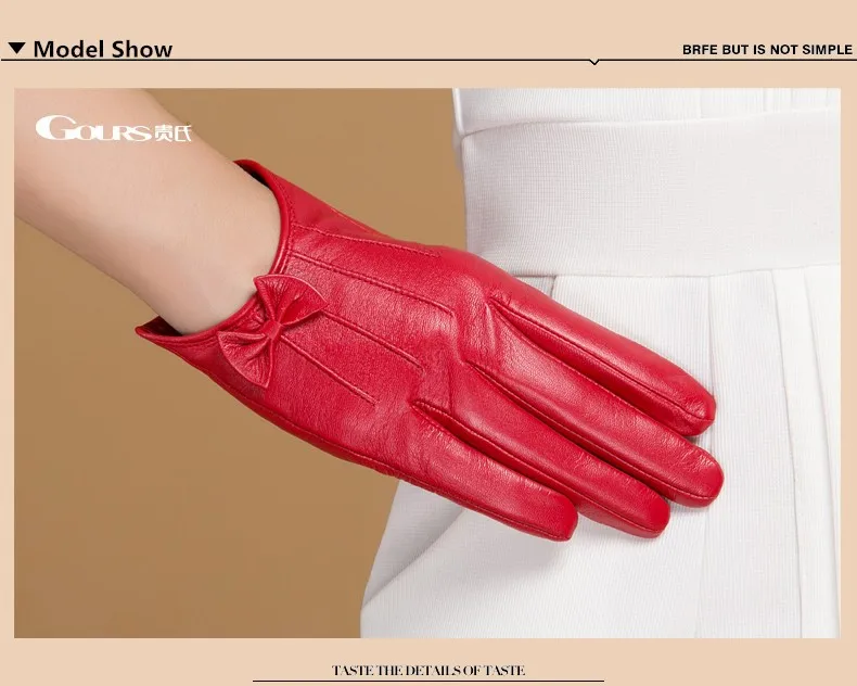 Женские перчатки Gours, красный перчатки из натуральной козьей кожи, GSL047, зима