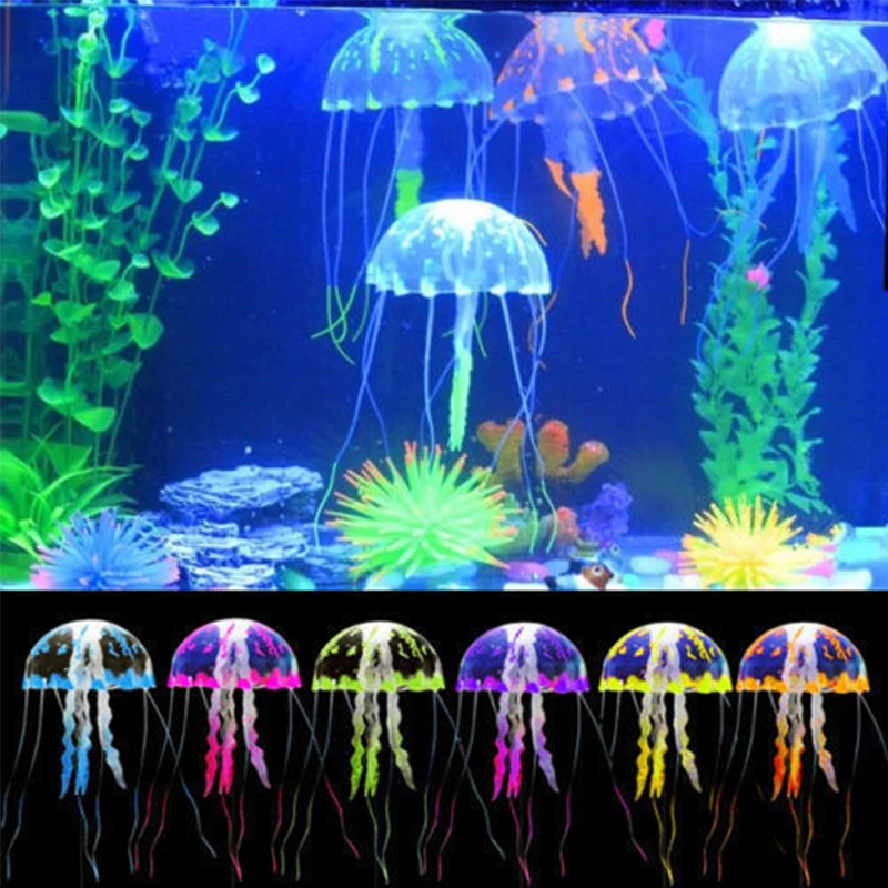 Светящийся эффект, искусственные медузы, аквариумные украшения для аквариума, мини подводная лодка, орнамент, подводный декор для домашних животных D20
