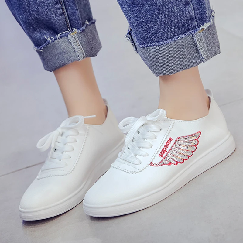 

Embroidery White Sneakers Women Spring Women Casual Shoes Female sneakers Shoes Leather Vulcanize Shoes Zapatillas Mujer
