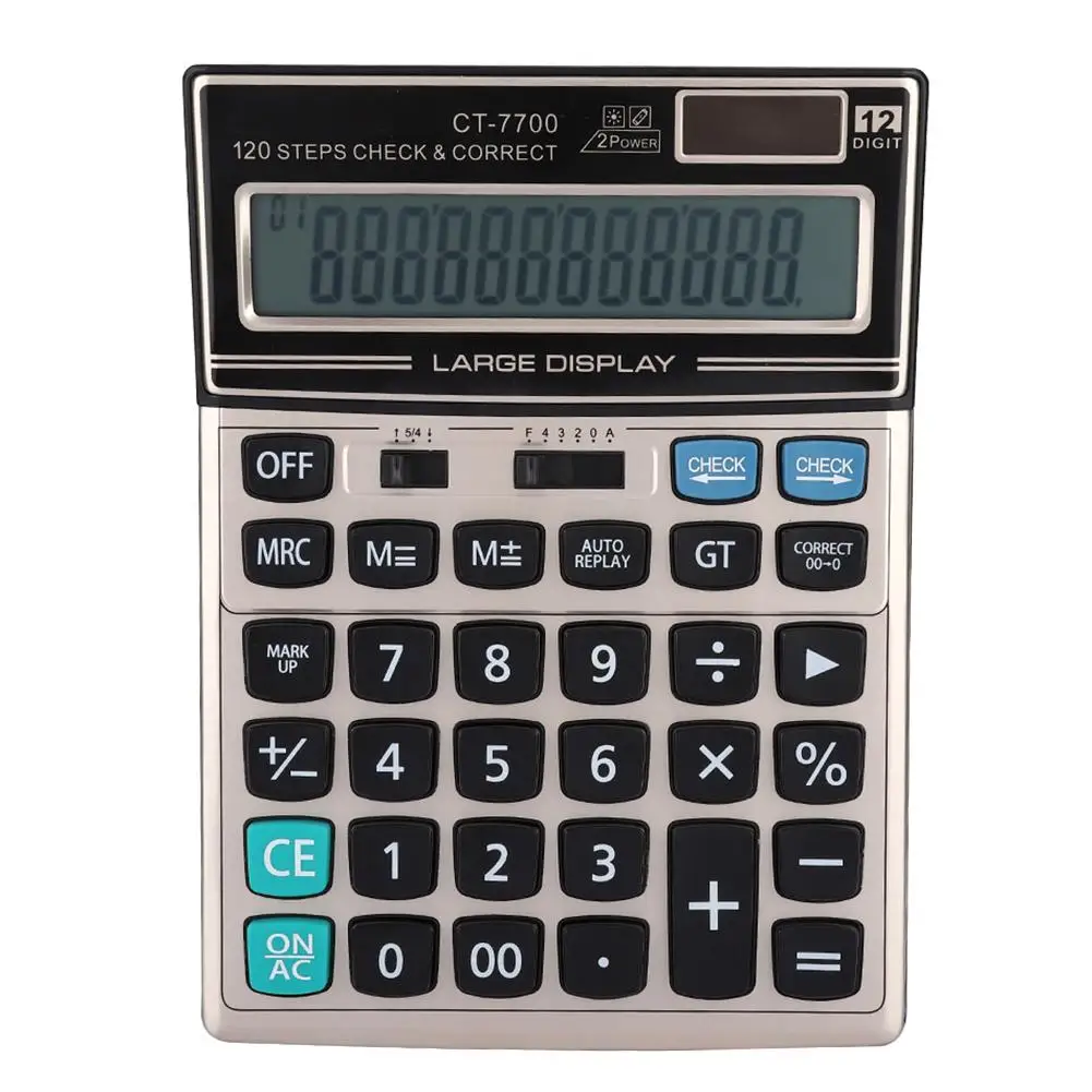 كبيرة زر 12 بت عرض حاسبة CT-7700 ABS المزدوج امدادات الطاقة الشمسية الطاقة المزدوج امدادات الطاقة انتعاش الكمبيوتر زر