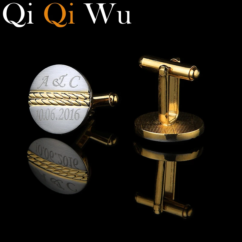 Qi Qi Wu Gold Personalized Cuff links for Men Customized Jewelry Gifts Golden Wedding Cufflinks Engraved Name Record Initials
Qi Qi Wu Gold Personalized Cuff links for Men Customized Jewelry Gifts Golden Wedding Cufflinks Engraved Name Record Initials