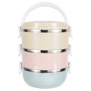 

3 Tier Round Bento Case Stainless Steel Lunch Box Insulated Thermal Food Containers For Students Outdoor Tools