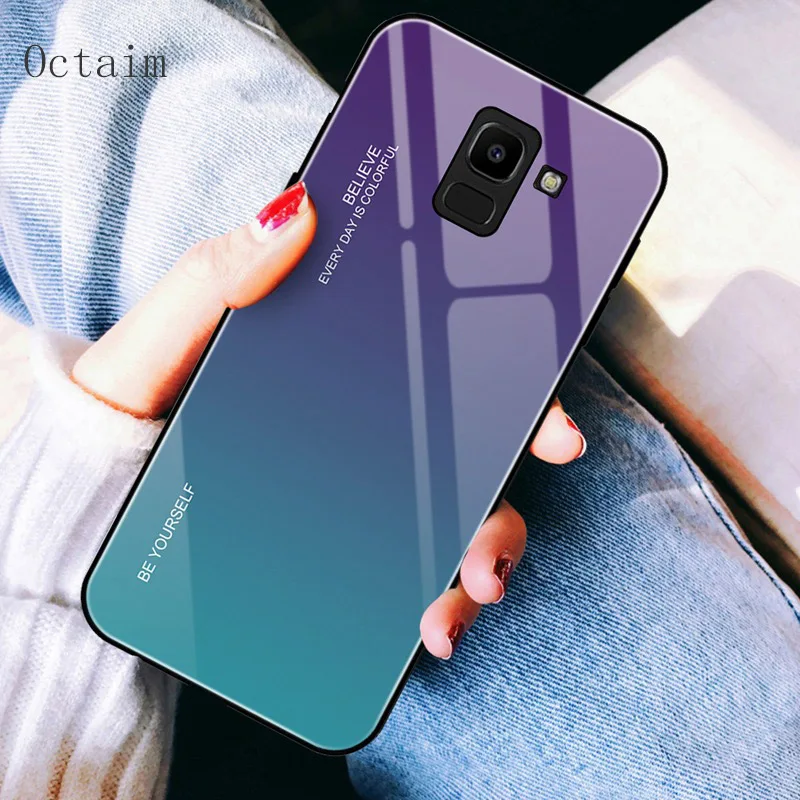 Luxury Phone Case For Samsung S9 Plus Note 8 9 Tempered Glass Back Cover S8 A5 A7 2017 A6 A8 J4 J6 J8 2018 |