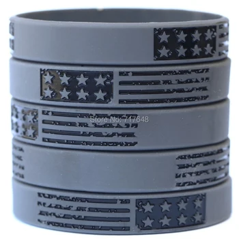 

100pcs USA Flag Gray wristband silicone bracelets free shipping by ePacket A