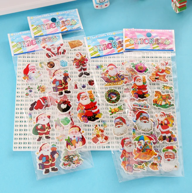 

20Pcs/set Cute Three-dimensional cartoon bubble sticker Santa Claus Baby products nursery small prizes Christmas gifts