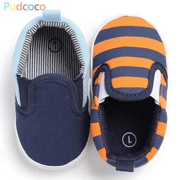 

New Infant Baby Girl Stripe Soft Sole Crib Shoes Non-slip Sneaker Canvas Shoes