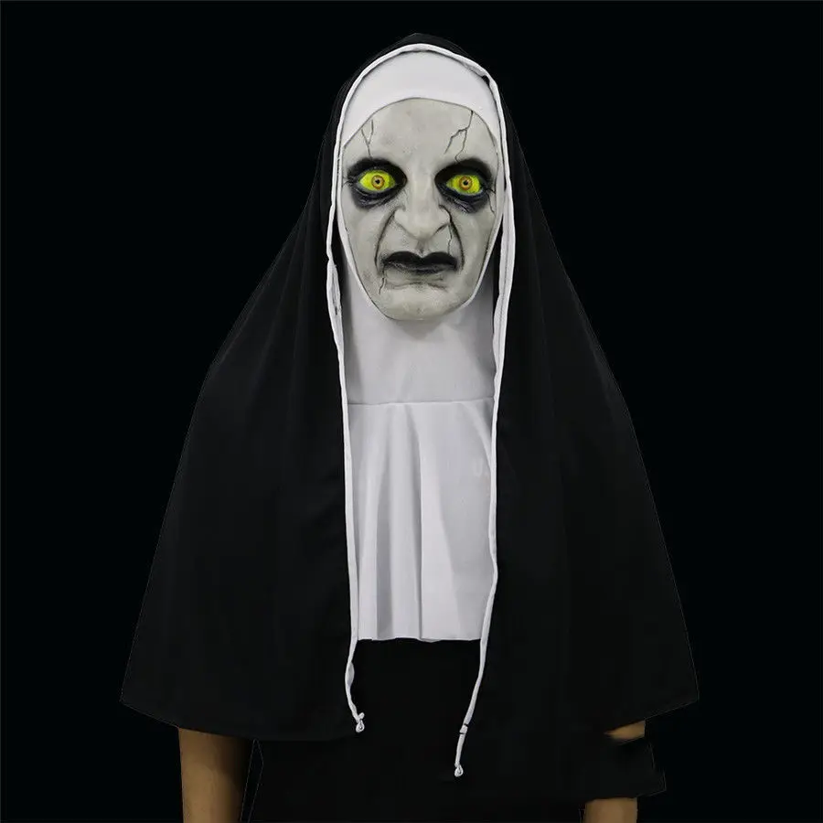 

2018 The Nun Valak Mask Cosplay Conjuring Scary Halloween Full Head Horror Mask Theme Props Balls