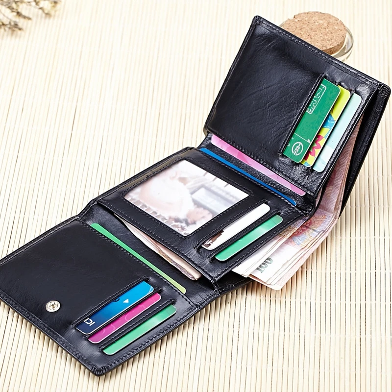 

Leather Bag Casual Wallet Short European And American Simple Ladies Oil Wax Wallet Coin Purse