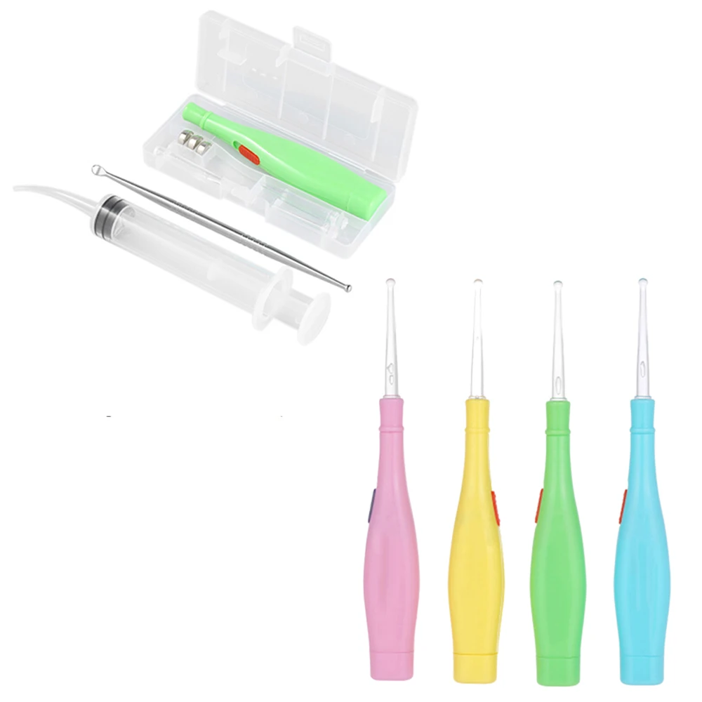 

LED Light Ear Wax Remover Tools Set Earpick Curette Syringe Irrigator Clean Care Tool