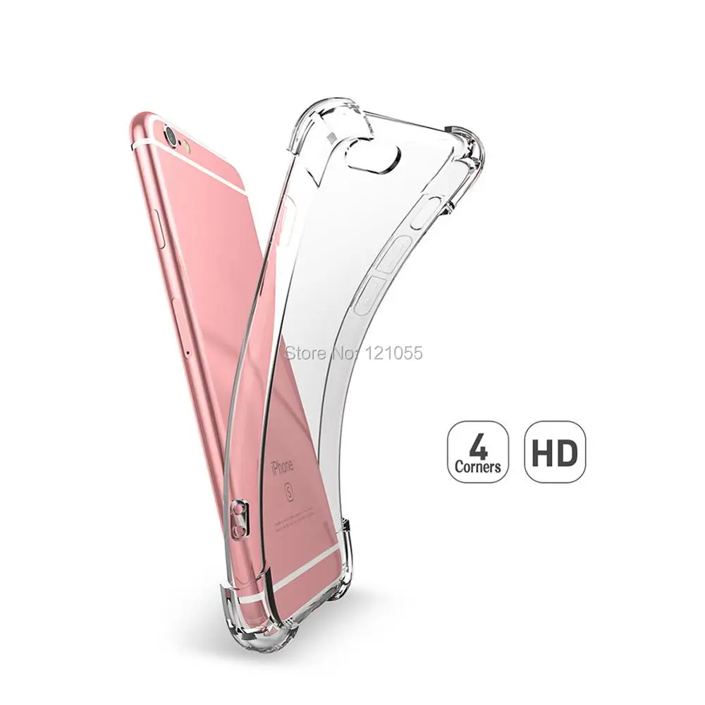 Силиконовый TPU Crystal Clear чехол для iPhone X/xs mas/xr/6/7/8 plus чехол для телефона противоударный бампер углы силиконовый чехол 10 шт./лот